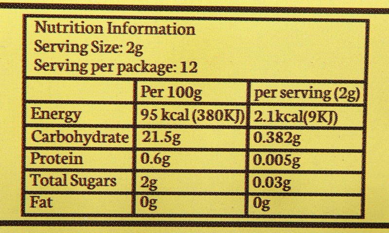 壮阳巧克力糖的营养成份列表。