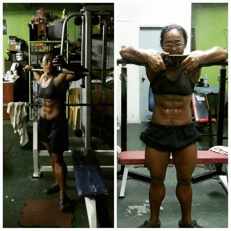 为了要练出肌肉线条，她于2015年接受了严苛的减脂训练，体重从88公斤下降至63公斤。