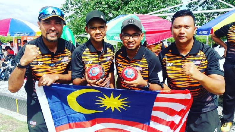 大马草地保龄球四人组成功为大马代表团滚出本届东运会第19金。（图：AtletMalaysia脸书）
