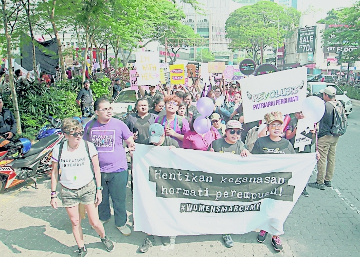 今年3月份在吉隆坡街头展开的妇女节游行。