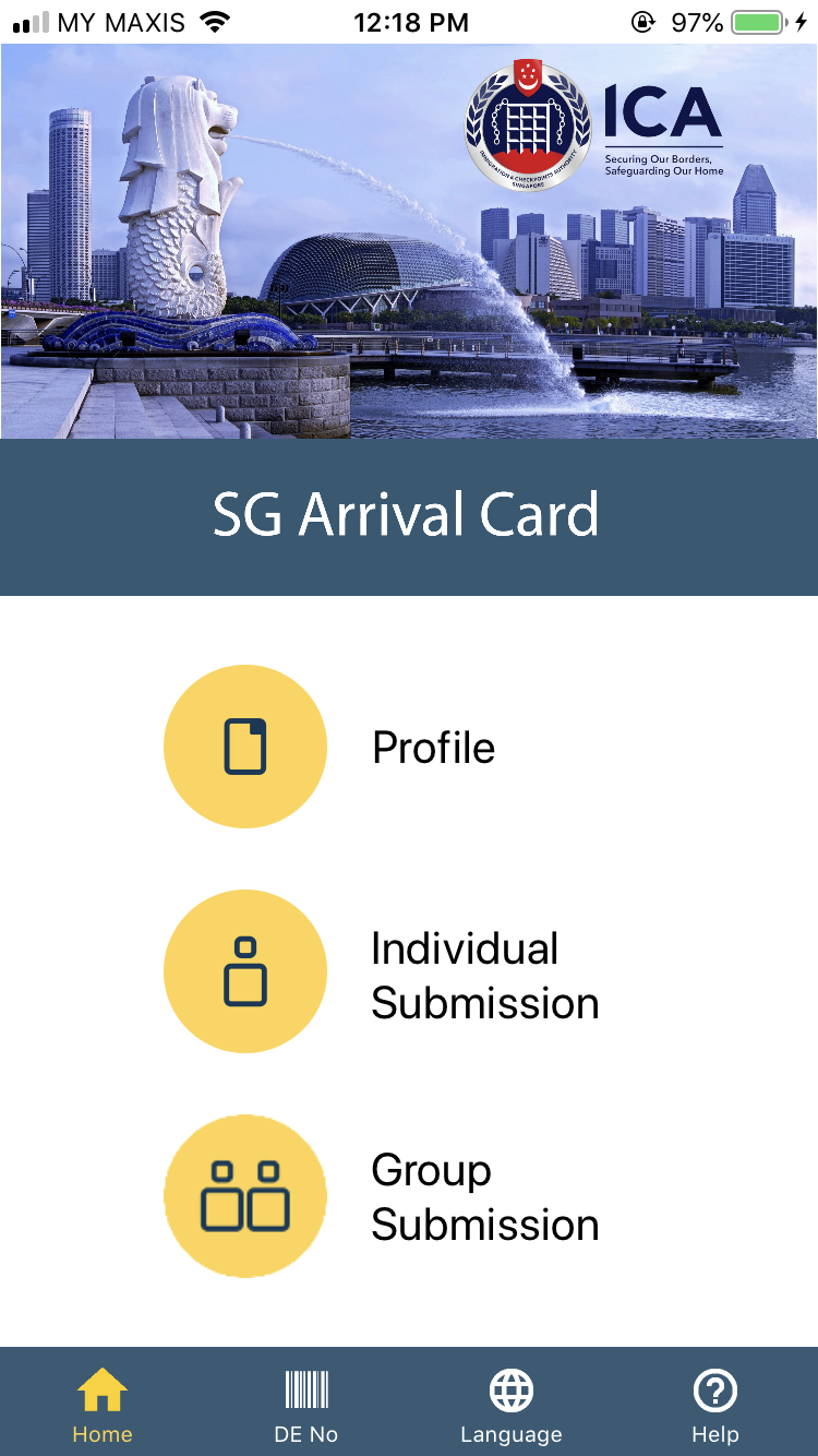 当局为游客提供两种电子入境卡提交选项，即“个人入境”（Individual Submission）或“团体入境”（Group submission）。