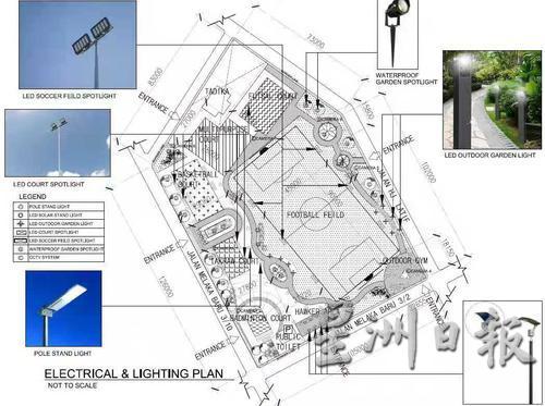 新马六甲草场提升计划，包括使用太阳能电灯柱、设羽球场、运动区、跑步道等。