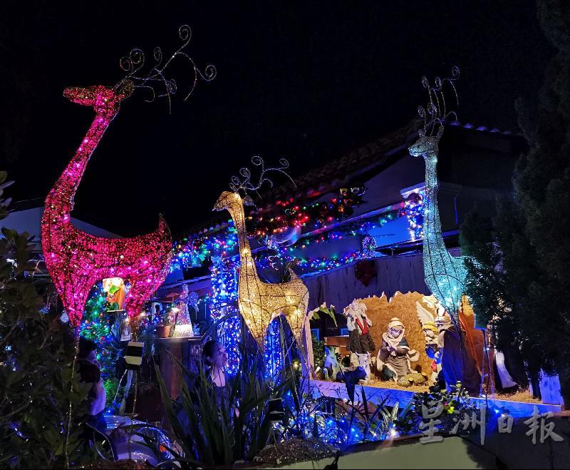 葡村民宅用心打造麋鹿、耶稣诞生于马槽及灯饰等圣诞装饰，十分瞩目。

