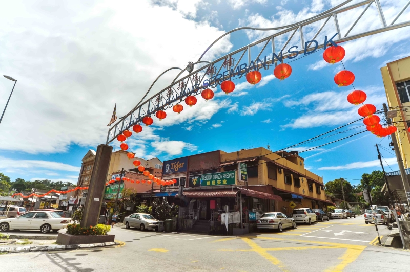 芙蓉拉杭新村的红灯笼张挂在新村主要出入口一带，希望民众感染春节氛围。