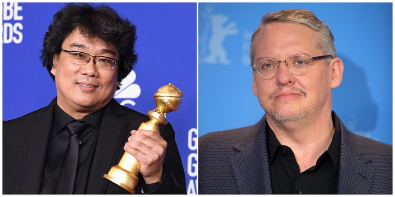 《寄生上流》导演奉俊昊（左）将与《大卖空》导演亚当麦凯一起打造《寄生上流》英语剧集，目前HBO已将版权买下。