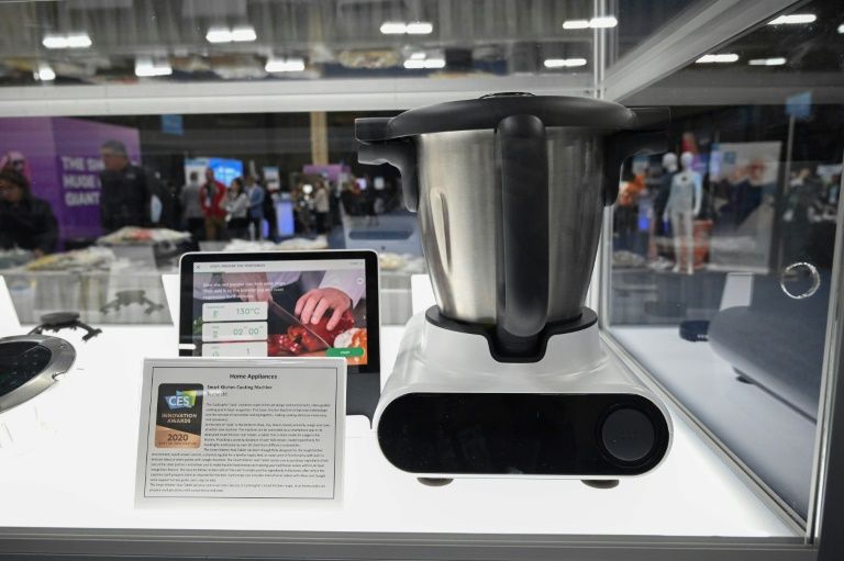 The CookingPal Julia system Smart Kitchen Hub is displayed during the CES Unveiled event. Photo courtesy: AFP