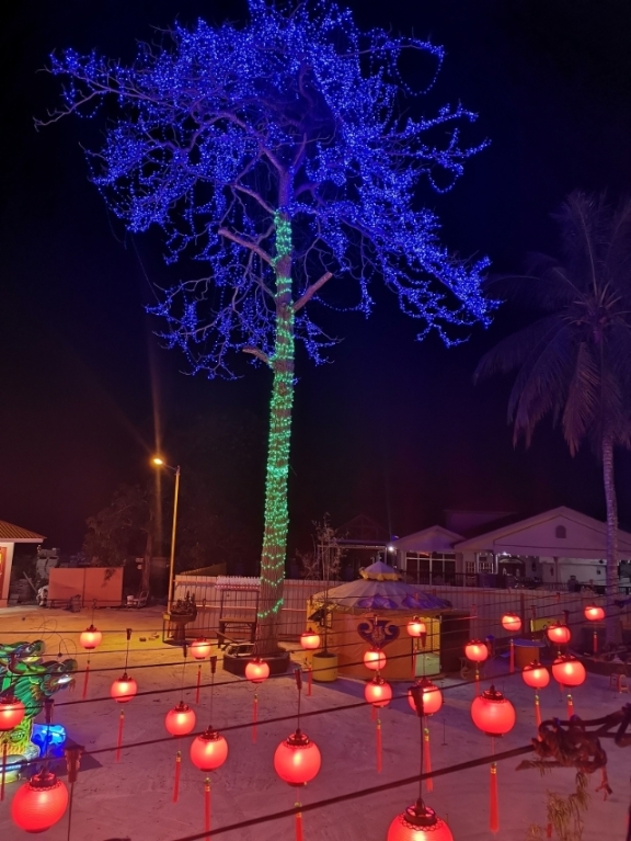 60尺高的LED彩灯树，全场最吸睛。