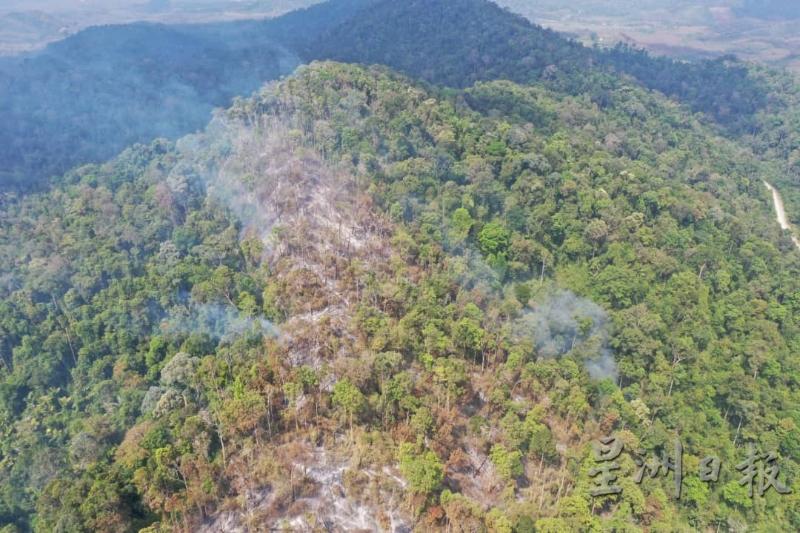 消拯员用无人机在上空监督山林情况，避免火灾再次发生。
