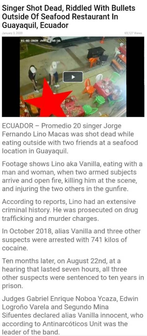 2枪手开枪射毙男子的新闻，实则在厄瓜多尔共和国发生。