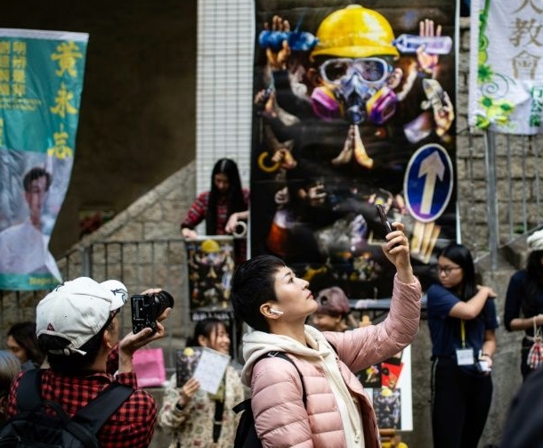 This year's Lunar New Year fairs in Hong Kong have taken on a political tone. AFP