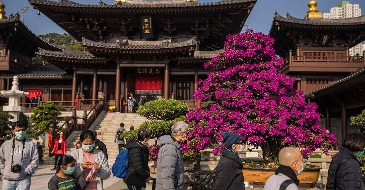 People wearing face masks visit Chi Lin Nunnery in Hong Kong. AFP People wearing face masks visit Chi Lin Nunnery in Hong Kong. AFP
