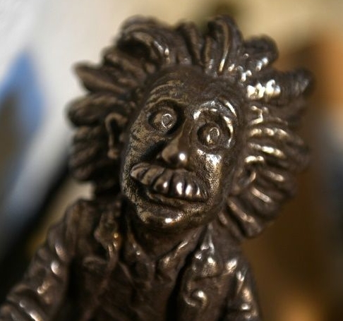 Kolodko combines conventional commissions with his more whimsical miniatures, such as this take on Albert Einstein. AFP