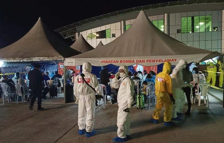 Fire & rescue, police and medical personnel on standby at KLIA.