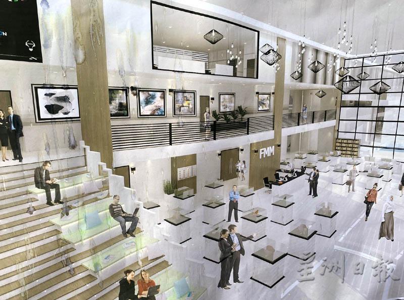 大马厂商联合会槟州分会三层楼新大厦的内部设计构思图。