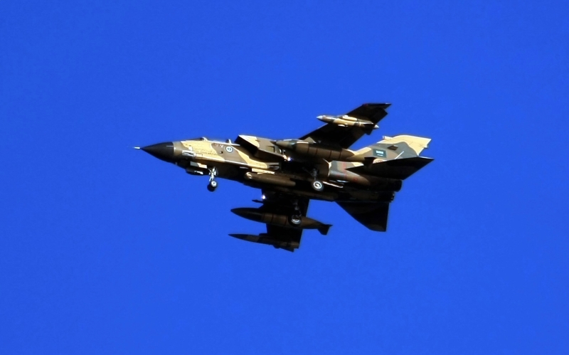 沙地一架旋风式战斗机上周五前往支援也门政府军行动时，于北部贾夫省坠毁。此为示意图。（法新社照片）