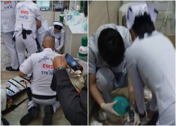多名救护人员正为伤者急救。（互联网照片）