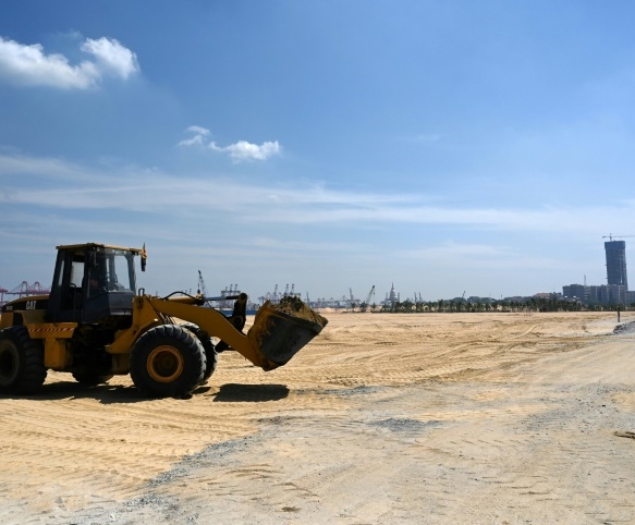 Work at Colombo's Port City is progressing slowly as many Chinese workers have not returned after the Lunar New Year holiday. AFP