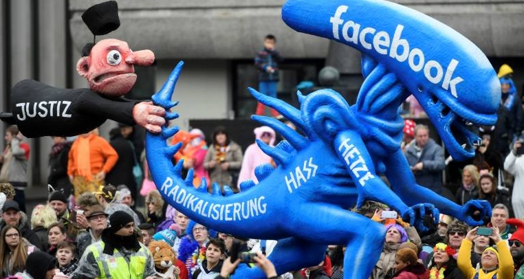 Facebook float at the Rose Monday carnival street parade in Duesseldorf, Germany. AFP Facebook float at the Rose Monday carnival street parade in Duesseldorf, Germany. AFP