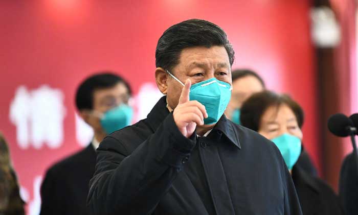 中国国家主席习近平抵达武汉，考察新冠肺炎疫情防控工作。（图：网络照）
