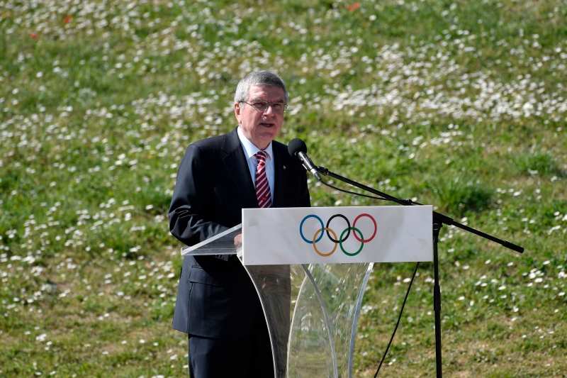 巴赫表示，国际奥组委将遵循世界卫生组织的建议，以决定是否取消或延迟东京奥运会。（法新社照片）