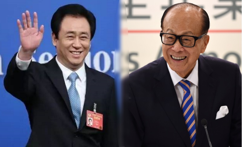 前3名房地产富豪皆来自中国，除了许家印（左），也包括香港富豪李嘉诚（长江实业，2000亿元）。