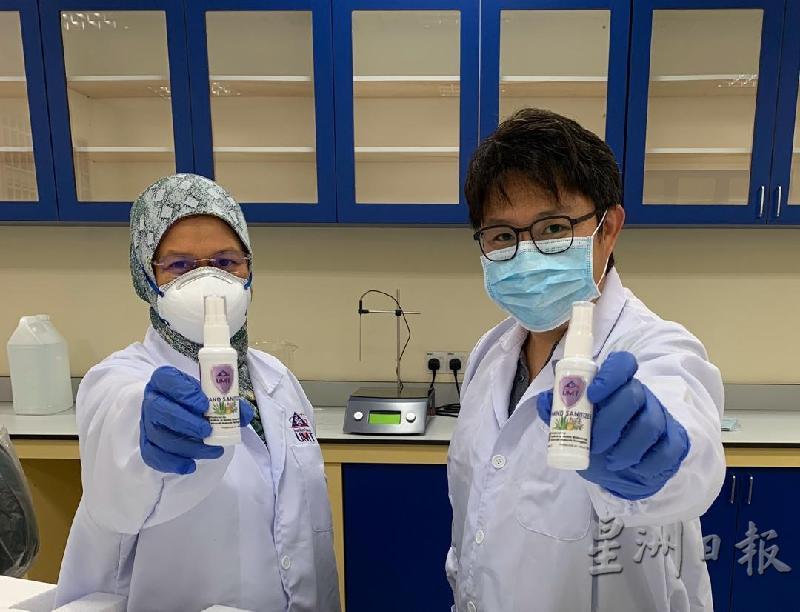 登大研究团队成功研制自家品牌的消毒搓手液。