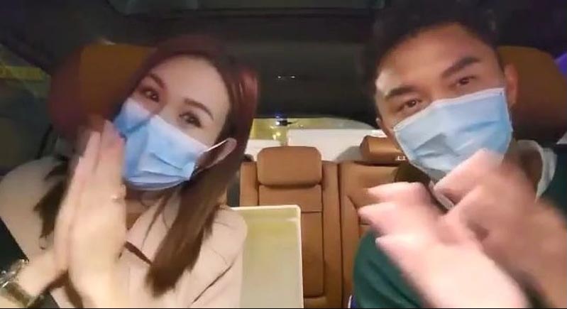 杨明拍片谢谢医护人员的付出，女友庄思明也希望他们在照顾病人的时候也要好好照顾自己。