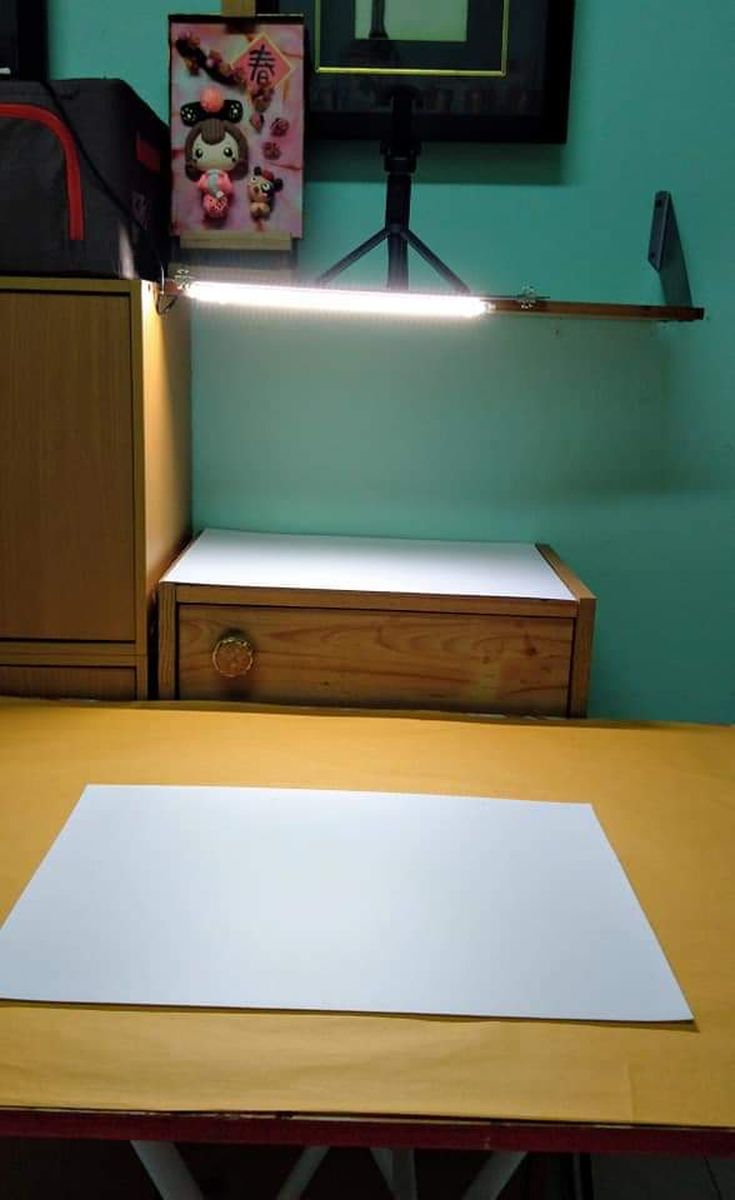 赖碧云在家中自己设置简陋的摄影棚。