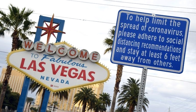Tens of thousands employed on the Las Vegas Strip lost their jobs when Nevada shuttered all non-essential businesses. AFP Tens of thousands employed on the Las Vegas Strip lost their jobs when Nevada shuttered all non-essential businesses. AFP