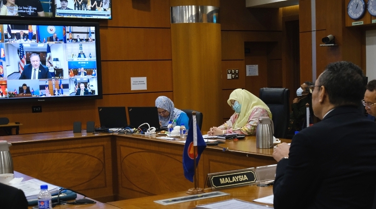 Hishammuddin Hussein during the online Special Asean–US Foreign Ministers' Meeting. Hishammuddin Hussein during the online Special Asean–US Foreign Ministers' Meeting.