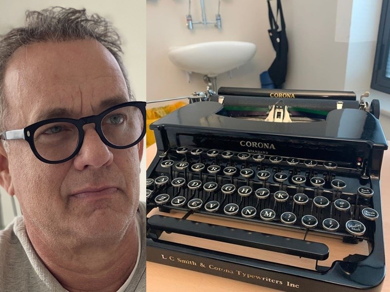 汤汉斯热心捐出爱不释手的Corona古董打字机，勉励受欺凌男子积极面对人生。（互联网照片）