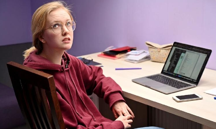 Hannah Ilina, who teaches Chinese and English on several platforms including Preply, teaches online at her home in the small town of Vyshneve near Kiev. AFP Hannah Ilina, who teaches Chinese and English on several platforms including Preply, teaches online at her home in the small town of Vyshneve near Kiev. AFP