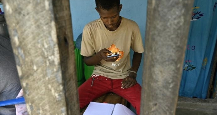 Poor internet connection is a problem for many students. AFP Poor internet connection is a problem for many students. AFP