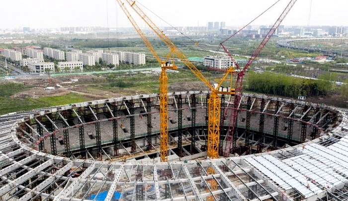 Aerial photo showing construction site of Chinese Super League (CSL) side Shanghai SIPG's new stadium. AFP Aerial photo showing construction site of Chinese Super League (CSL) side Shanghai SIPG's new stadium. AFP