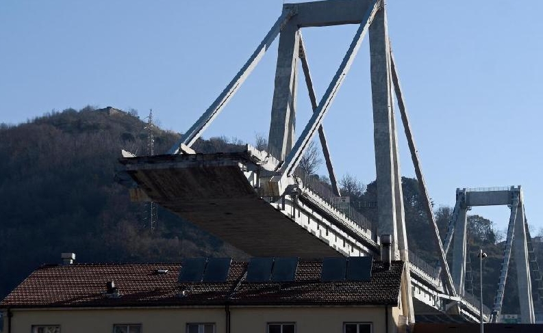 Remains of Morandi Bridge that partially collapsed in 2018. AFP