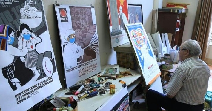 Vietnam's artists pen propaganda art in coronavirus fight. AFP Vietnam's artists pen propaganda art in coronavirus fight. AFP
