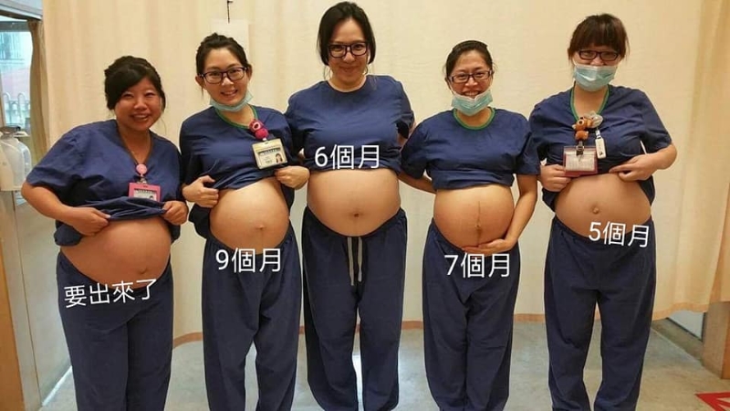 母亲节前夕，一名护理师PO出“护理师妈妈队”的照片，感动无数网友。（图／翻摄自林婷一下吧 icu护理师脸书）