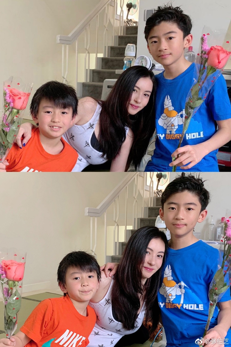 张柏芝与2个儿子相处像是朋友一般。