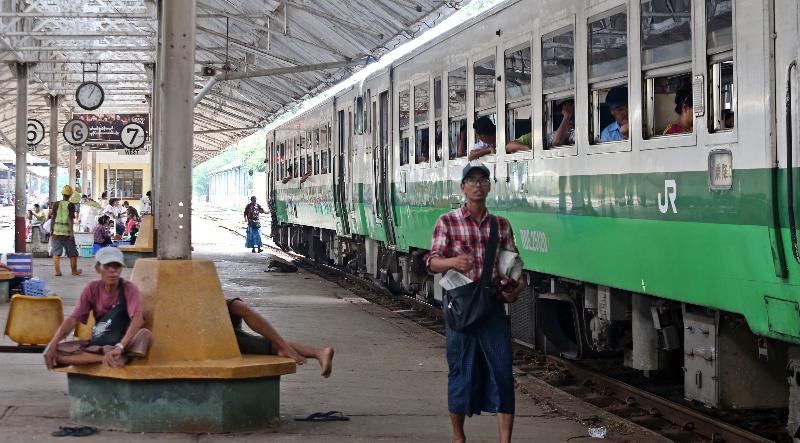 Second hand Japanese rail cars in operation on Yangon's circular line. SIN CHEW DAILY