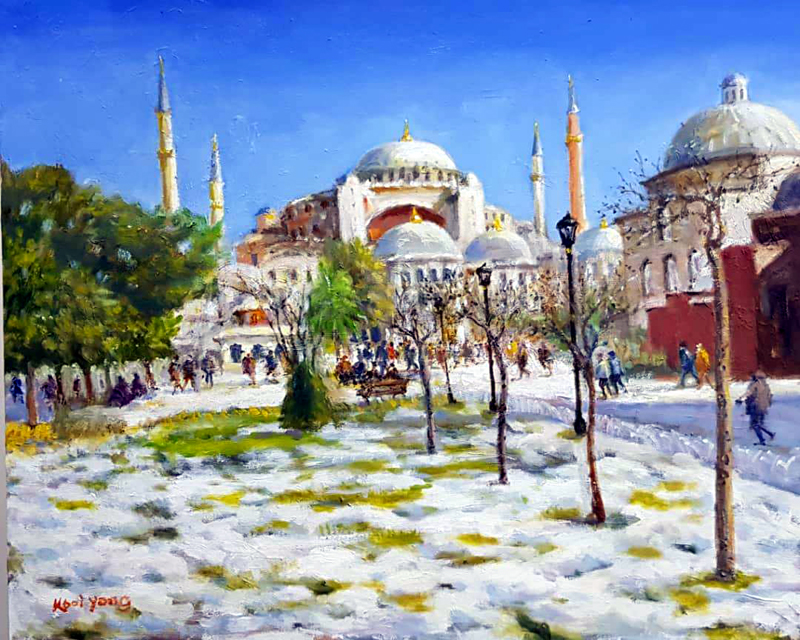 蔡贵荣的画作─伊斯坦堡清真寺。