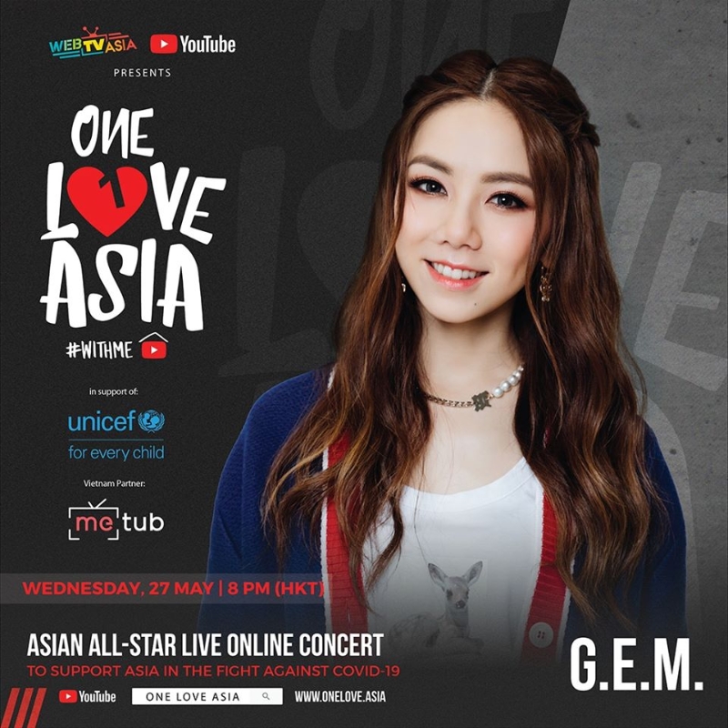 邓紫棋也会为今晚直播的《ONE LOVE ASIA》线上演唱会献唱，并会在晚上8时至9时间的时段登场。
