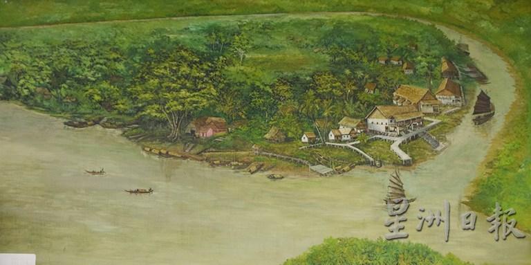 诗巫小城曾是被拉让江、伊干江和林曼岸河围绕的一座岛，此为1880年诗巫“岛”绘图。（翻拍图：蔡羽提供）