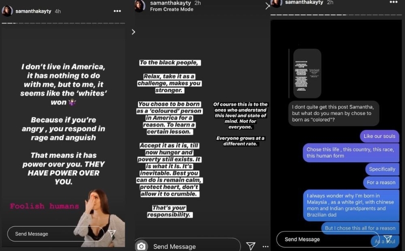莎曼达凯蒂在Instagram的贴文，引来不少网民的抨击与挞伐。（取自莎曼达Instagram）