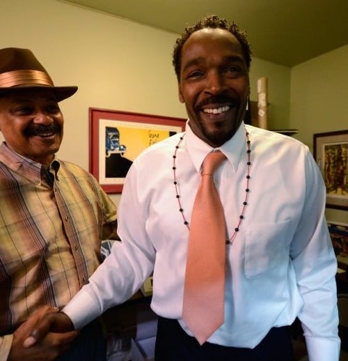 Rodney King (R) seen in 2012 in Los Angeles. AFP