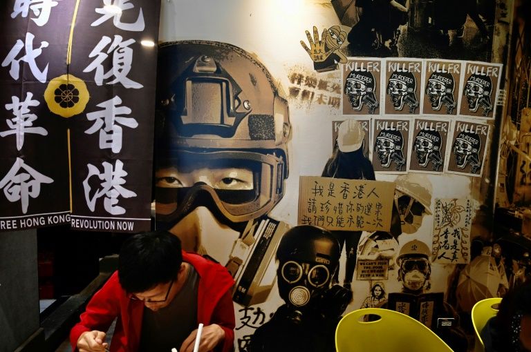 A man eats lunch at the Aegis, a Taipei restaurant started by a Hong Kong lawyer. AFP