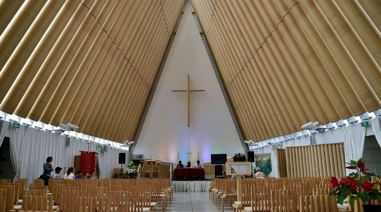 Ban designed the Cardboard Cathedral for Christchurch in New Zealand after the 2011 earthquake. AFP
