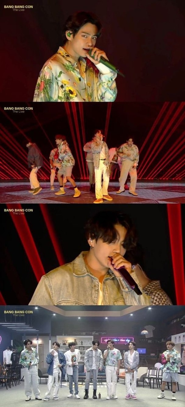 BTS以歌曲《DOPE》及《Boyz with Fun》为演唱会揭开序幕，虽然没有粉丝在场，但队长RM表示：“我听见来自全世界不同地方的尖叫声。”