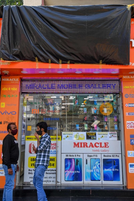 在孟买一家小米店周四没有营业。（图取自法新社）