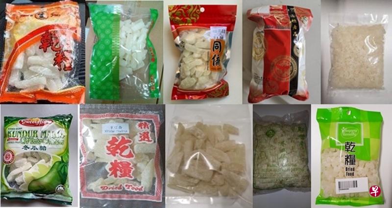 多款冬瓜产品被测出二氧化硫过敏原成份超标，新加坡食品局已下令七家进口商召回相关产品。（图：新加坡食品局提供）