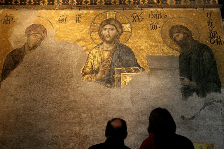 The mosaics of the Hagia Sofia betray its Christian origins. AFP